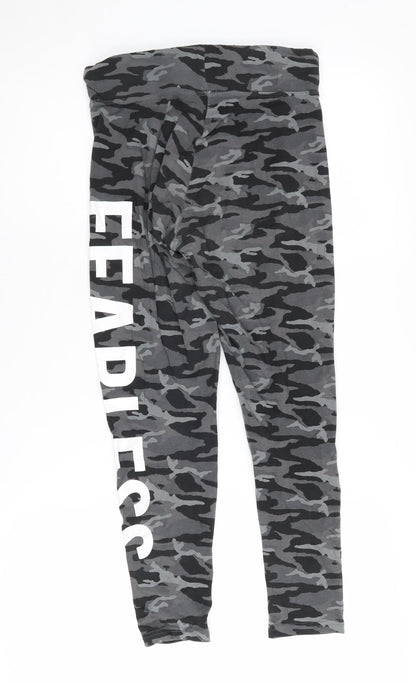 Golddigga Women's Grey Camo Activewear Leggings Size 10