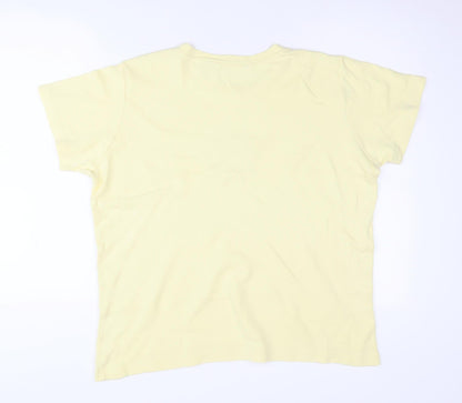 EWM Women's Yellow Cotton Crew Neck T-Shirt, Size L, Beaded Accent
