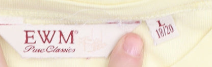 EWM Women's Yellow Cotton Crew Neck T-Shirt, Size L, Beaded Accent