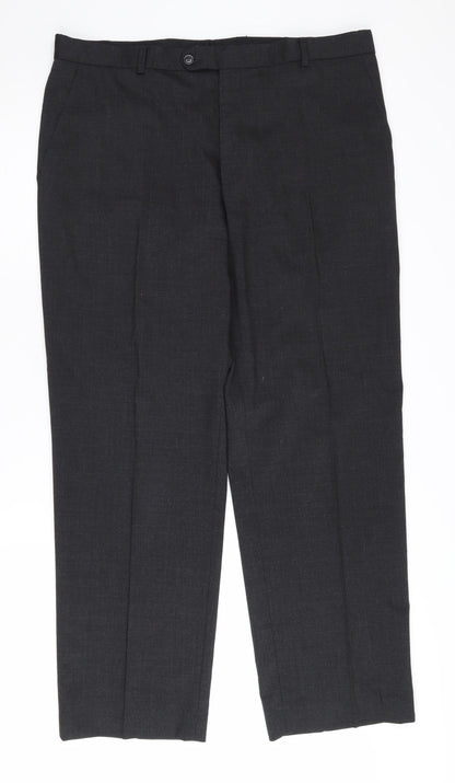 Taylor & Wright Men's Black Wool Trousers, Size 36 S