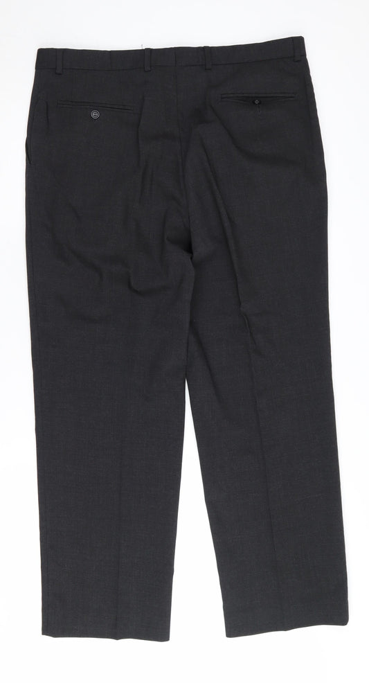 Taylor & Wright Men's Black Wool Trousers, Size 36 S