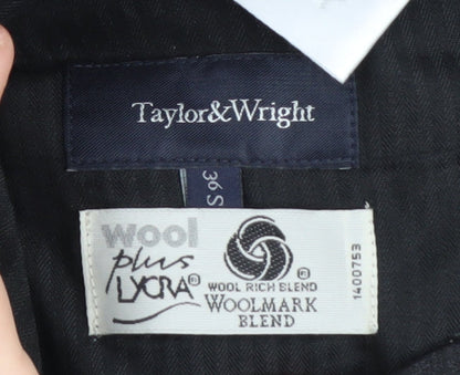 Taylor & Wright Men's Black Wool Trousers, Size 36 S