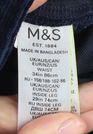 Marks and Spencer Men's Blue Corduroy Trousers 34