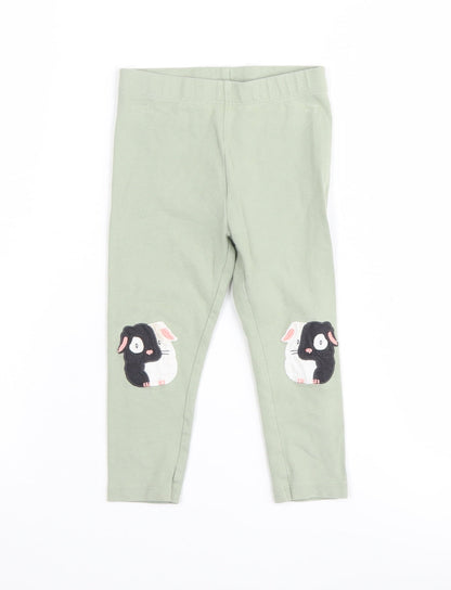 Next Girls Green Animal Print Leggings - Size 2 Years