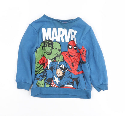 George Boys Blue Marvel Pullover Sweatshirt Size 2 Years