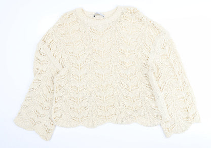 Womens UK Size L Zara Ivory Pullover Jumper