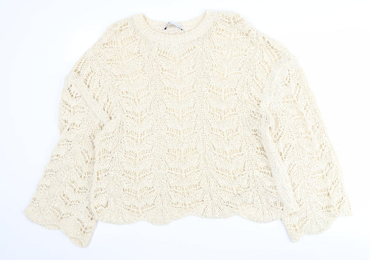 Womens UK Size L Zara Ivory Pullover Jumper