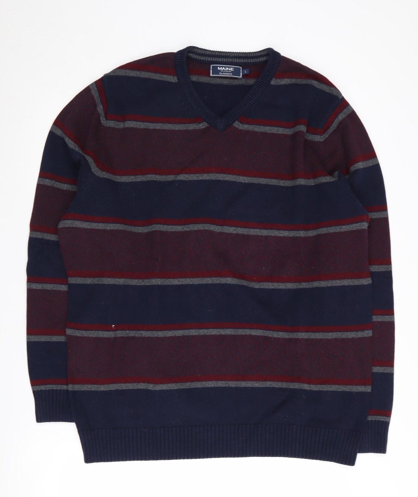 Maine New England Men's Multicoloured Striped Pullover - L