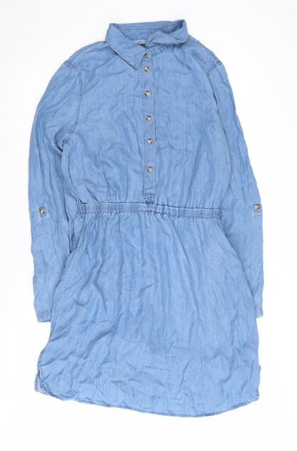 Avenue Women's Blue Shirt Dress Size 10, Collared Style