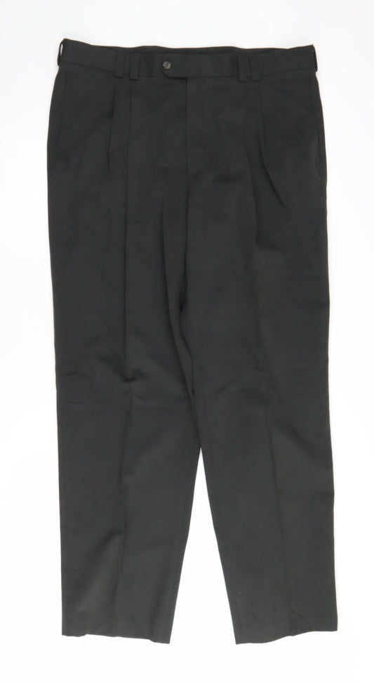 Lakeland Men's Black Pleated Trousers Size 38