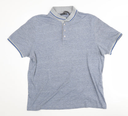 Petroleum Men's Blue XL Striped Cotton Polo