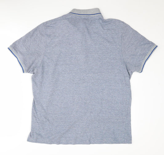 Petroleum Men's Blue XL Striped Cotton Polo