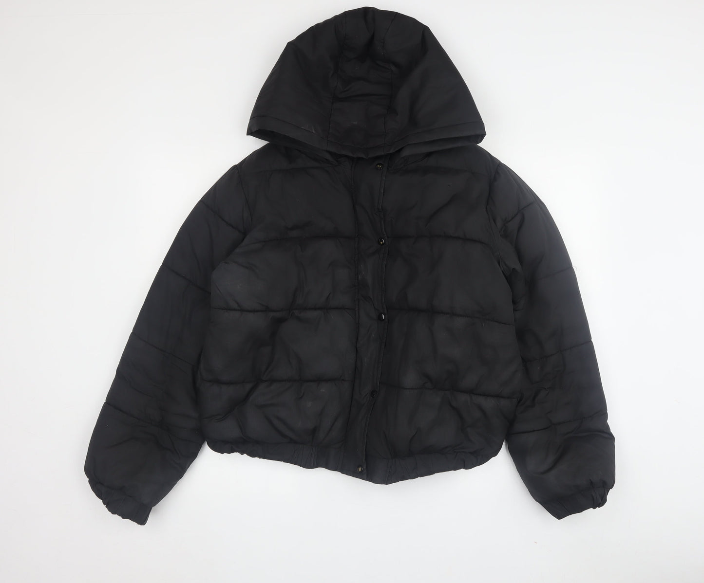 Missguided Women’s Black Puffer Jacket Size 14 Hooded