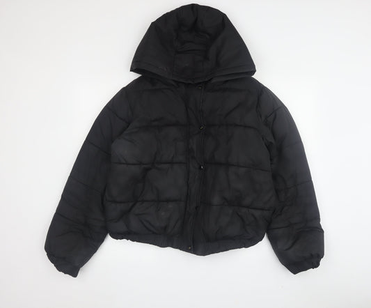 Missguided Women’s Black Puffer Jacket Size 14 Hooded