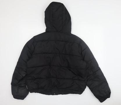 Missguided Women’s Black Puffer Jacket Size 14 Hooded