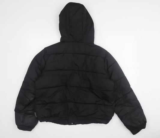 Missguided Women’s Black Puffer Jacket Size 14 Hooded
