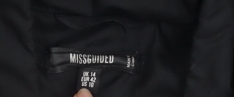 Missguided Women’s Black Puffer Jacket Size 14 Hooded