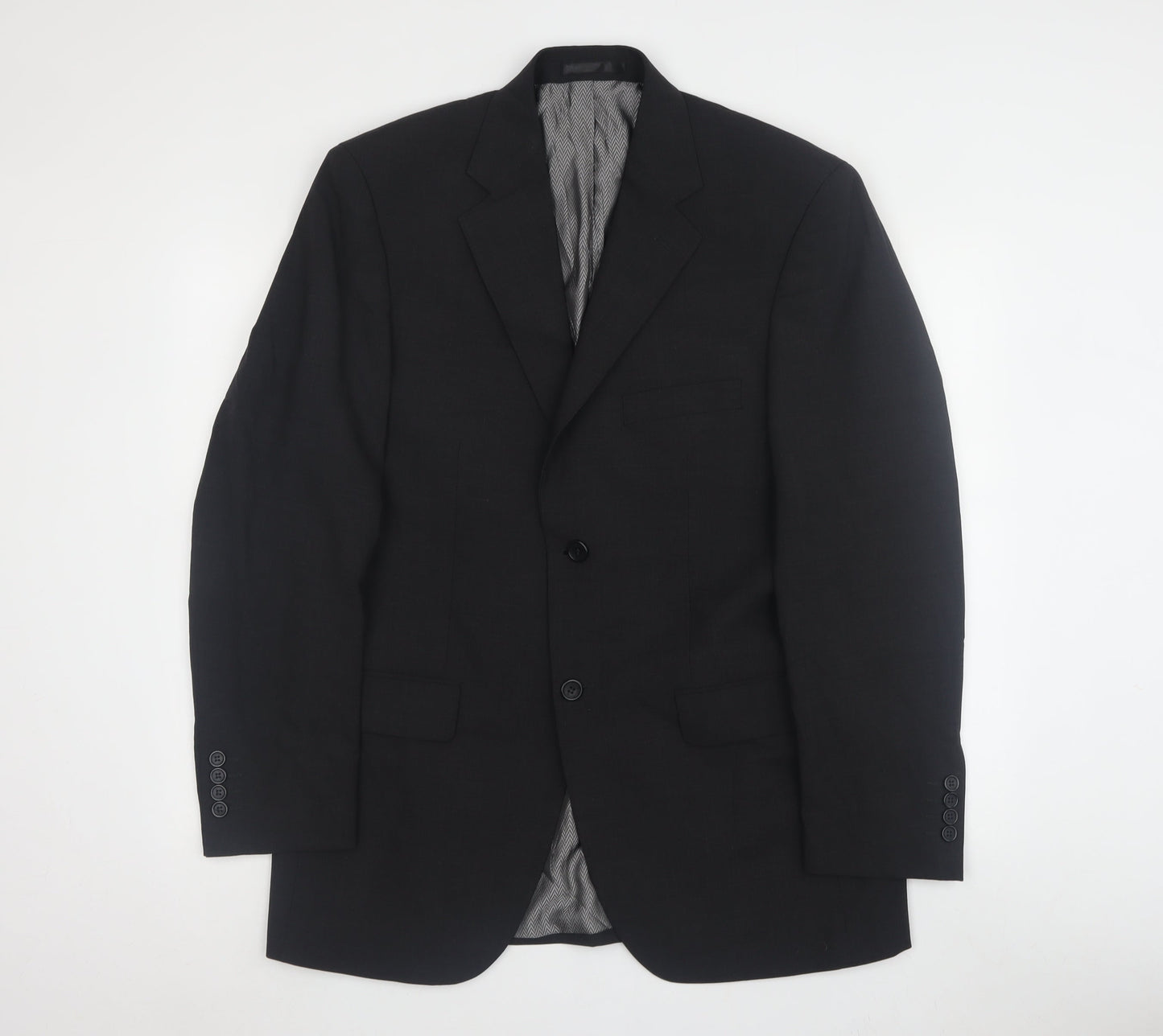 Hasp Men's Black Suit Jacket 40R Wool Blend