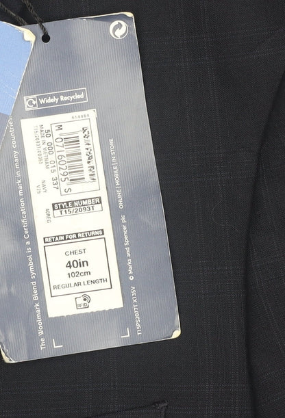 Mens UK Size 40 Marks and Spencer Regular Blue Suit Jacket