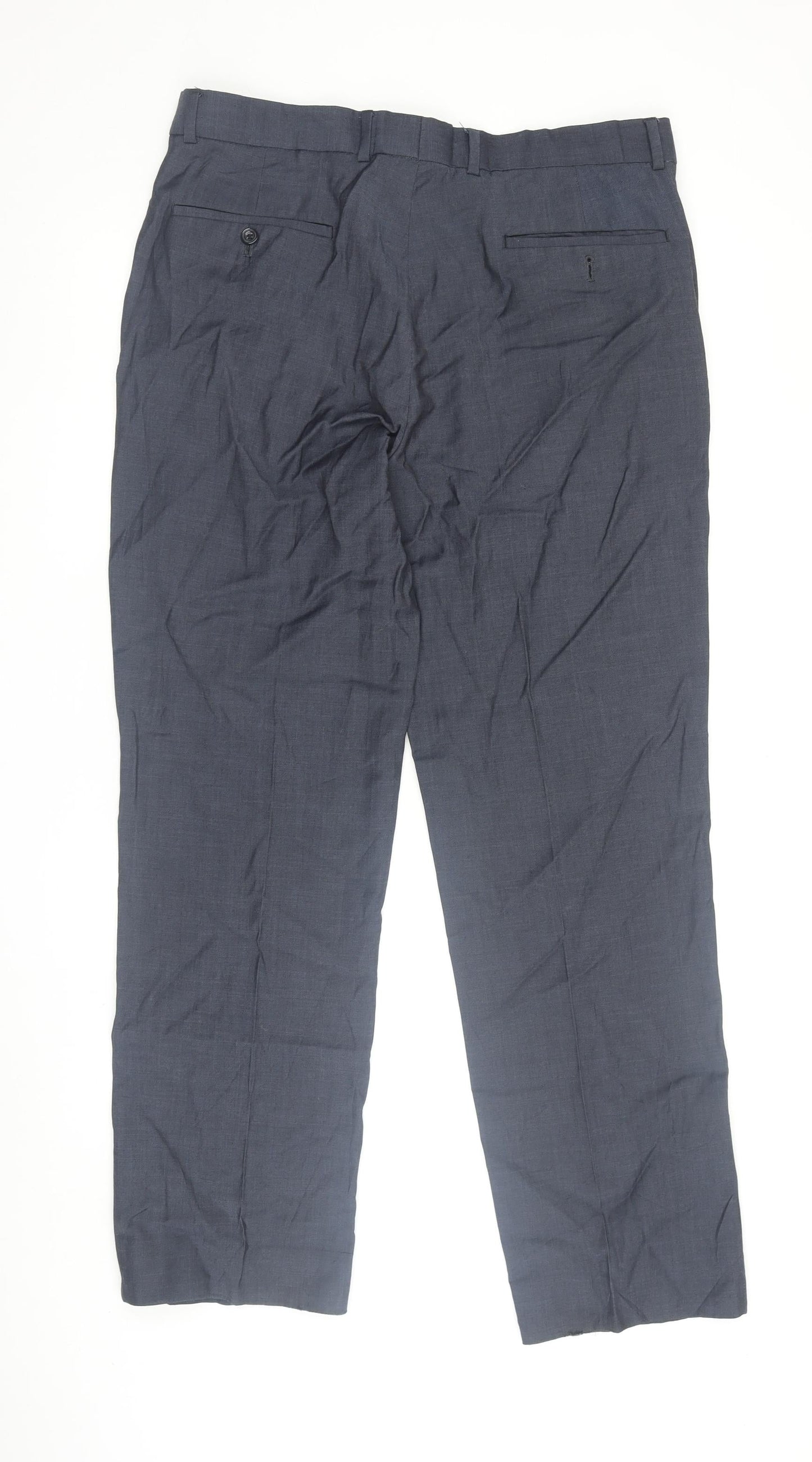 F&F Men's Grey Dress Pants, Size L, 100% Wool