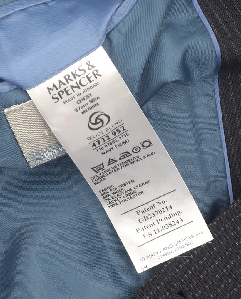 Mens UK Size 38 Marks and Spencer Regular Blue Suit Jacket
