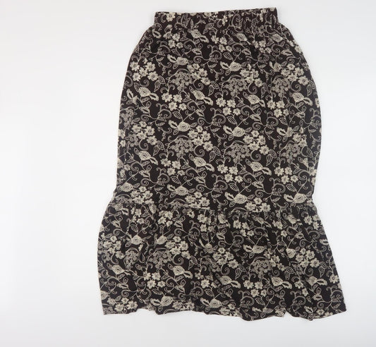 Lakeland Women's Black Floral Midi Skirt - Size S