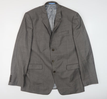 Next Men's Grey Wool Mix Blazer Size 44L Classic Style