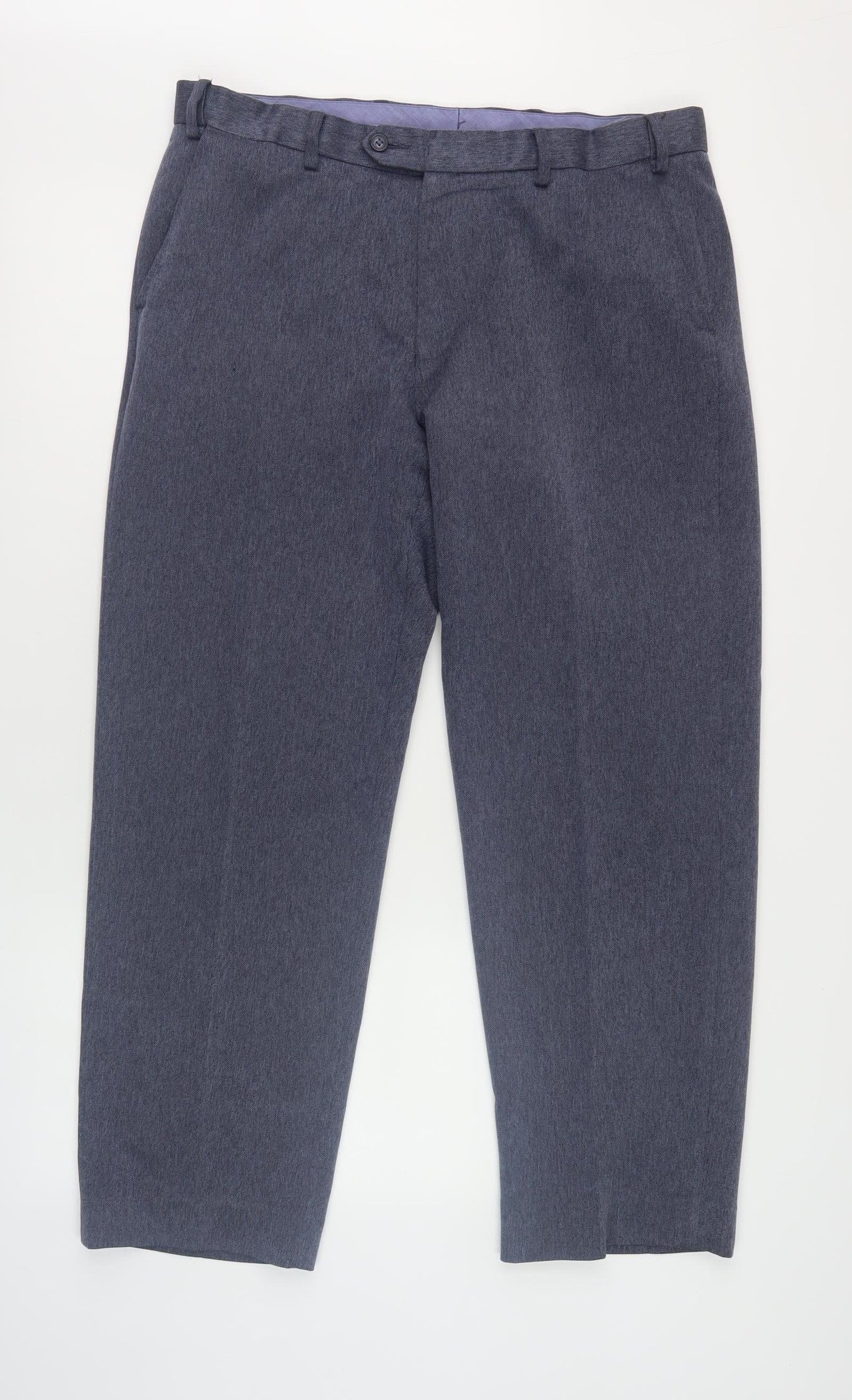 Marks & Spencer Men's Blue Regular Trousers, L, Workwear