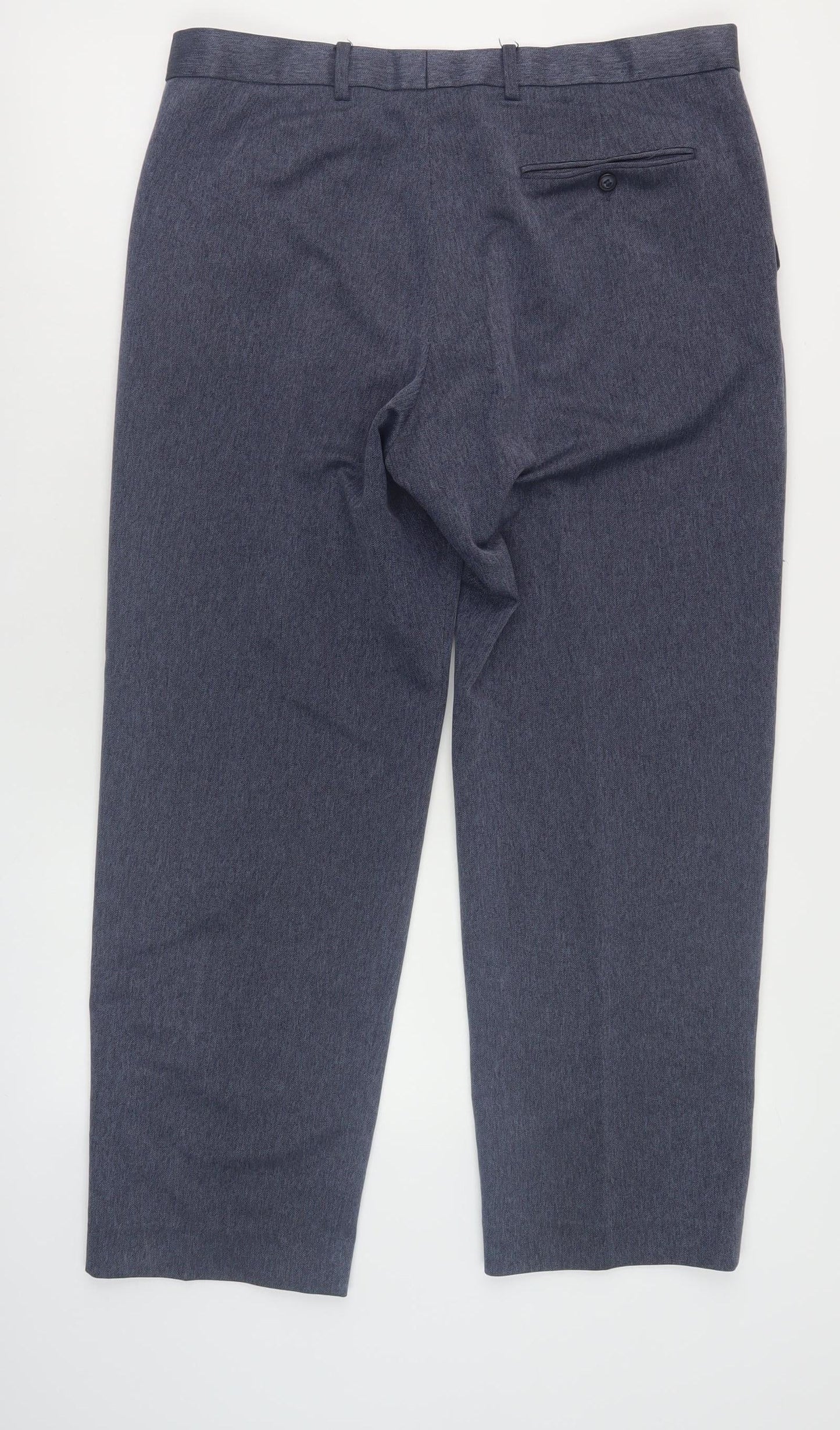Marks & Spencer Men's Blue Regular Trousers, L, Workwear