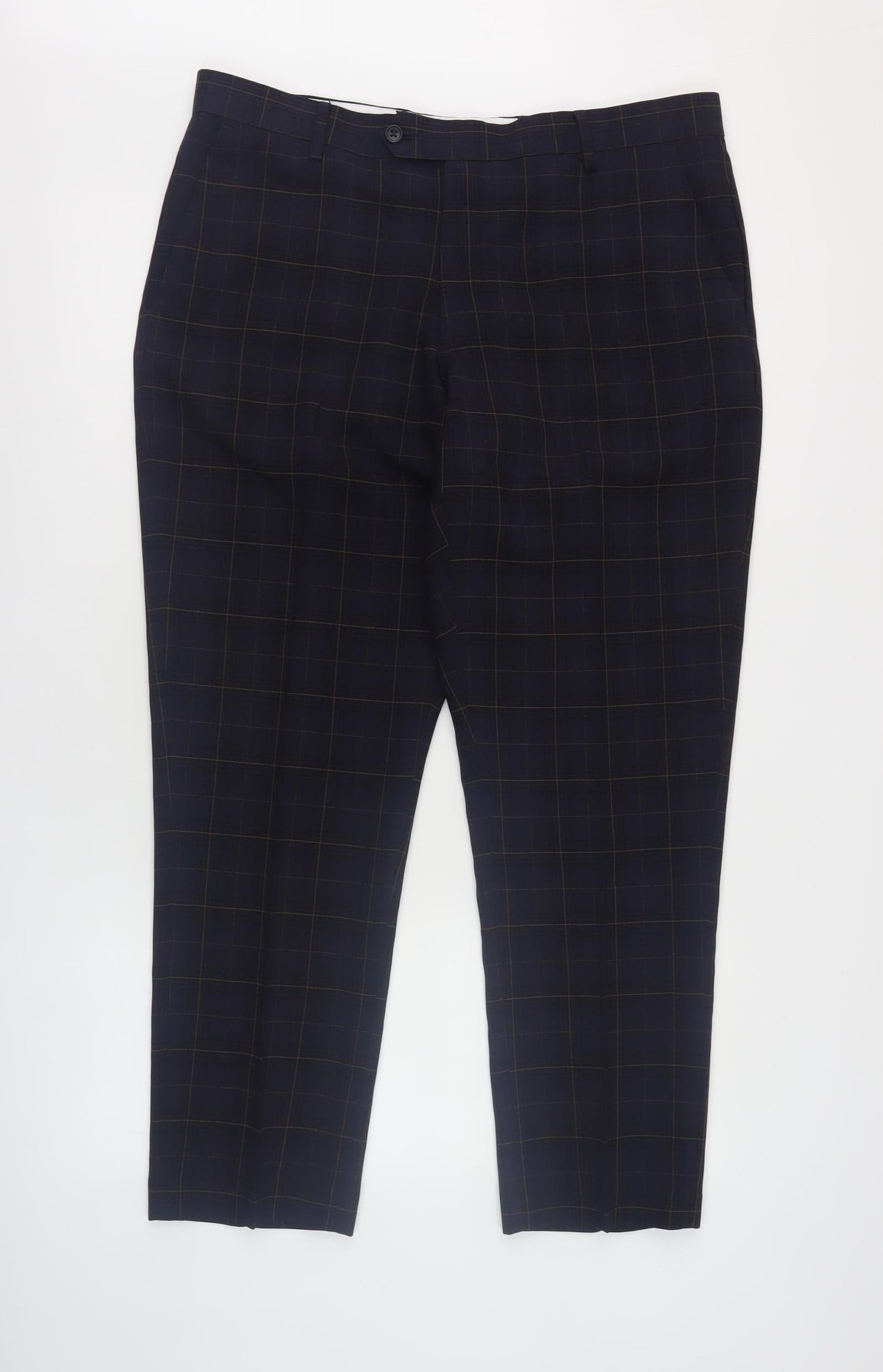 Next Men's Black Check Trousers 36 Regular Fit