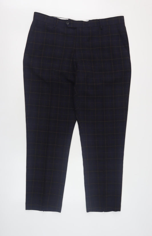 Next Men's Black Check Trousers 36 Regular Fit
