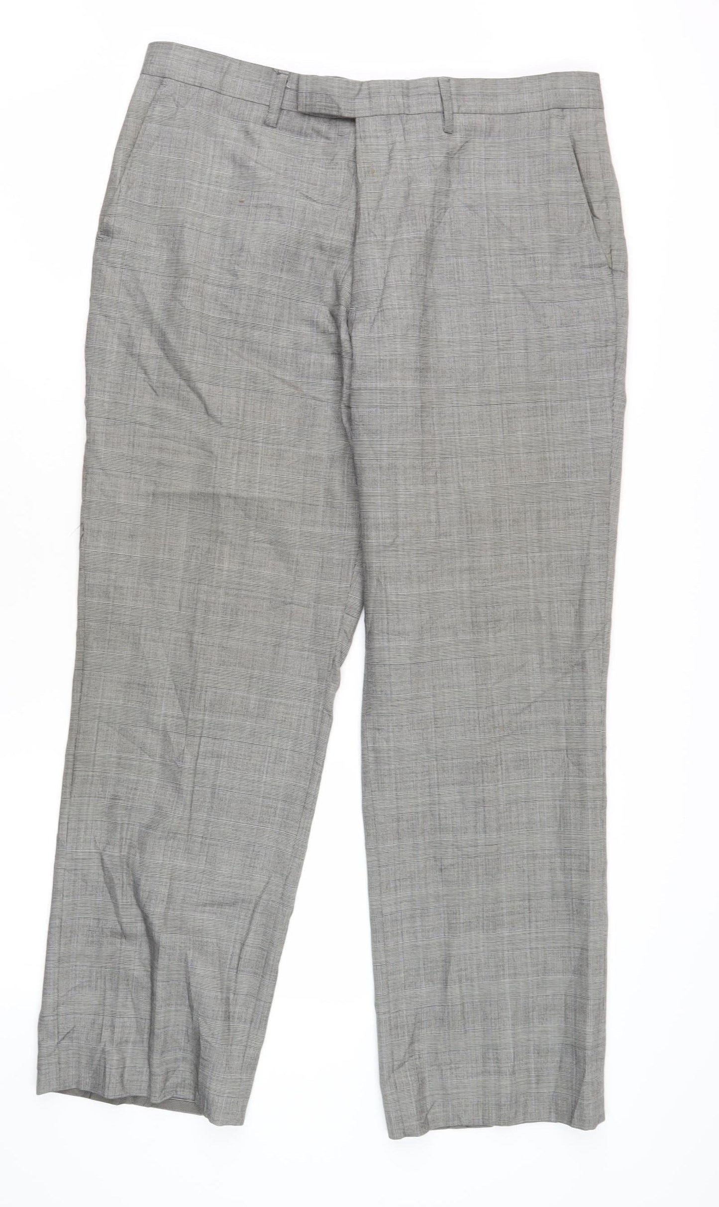 Howick Grey Men's Dress Pants M Check Wool Business