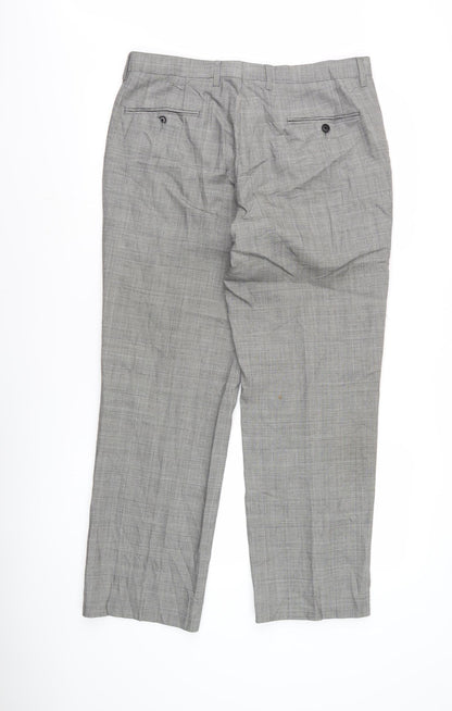 Howick Grey Men's Dress Pants M Check Wool Business