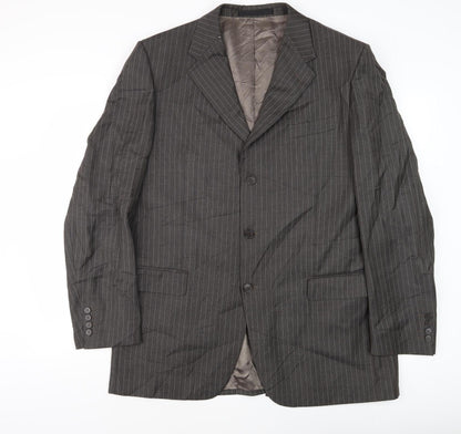 Marks and Spencer Men's Grey Striped Suit Jacket 44L