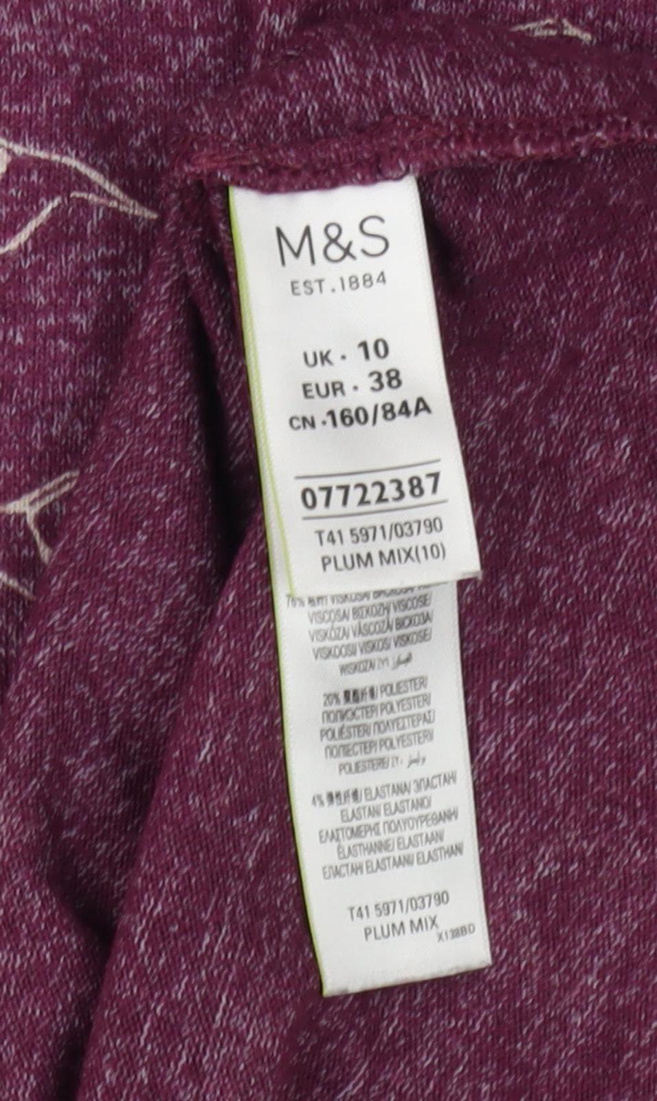Womens UK Size 10 Marks and Spencer Purple Jersey Blouse