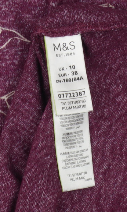 Womens UK Size 10 Marks and Spencer Purple Jersey Blouse