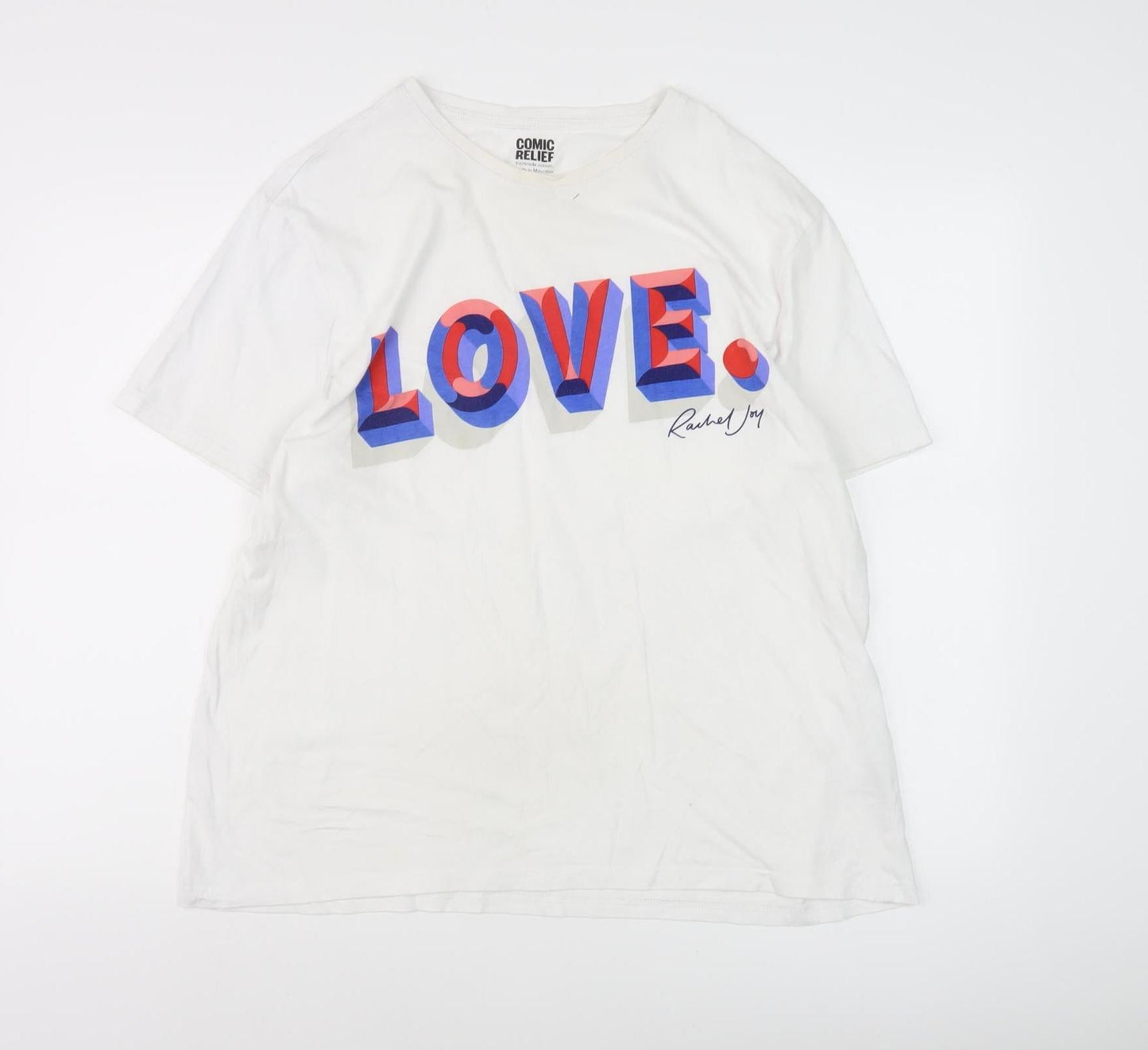 Unisex Adults UK Size L Comic Relief White Basic T-Shirt