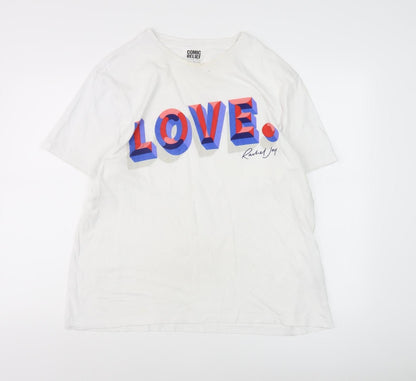 Unisex Adults UK Size L Comic Relief White Basic T-Shirt