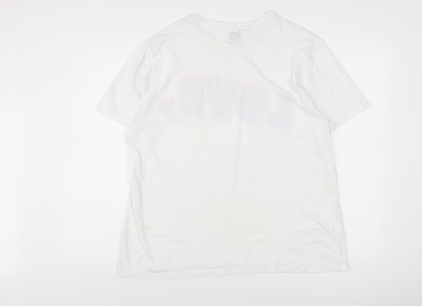 Unisex Adults UK Size L Comic Relief White Basic T-Shirt