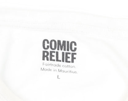 Unisex Adults UK Size L Comic Relief White Basic T-Shirt
