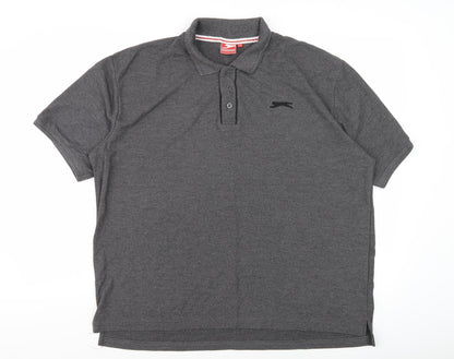 Slazenger Men's Grey Polo, 2XL, Casual Short Sleeve Shirt