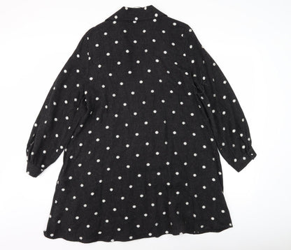 Zara Women's Black Polka Dot Shirt Dress S