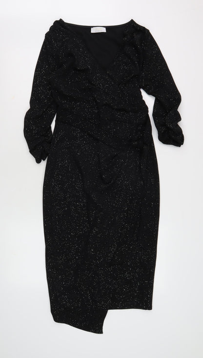 Quiz Women's Black Long Sleeve V-Neck Party Dress