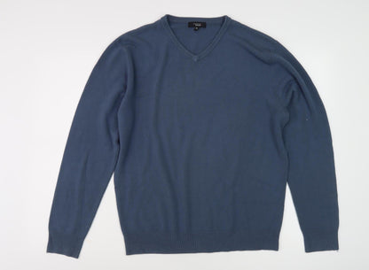 Thomas Nash Men's Blue V-Neck Pullover Jumper Size M