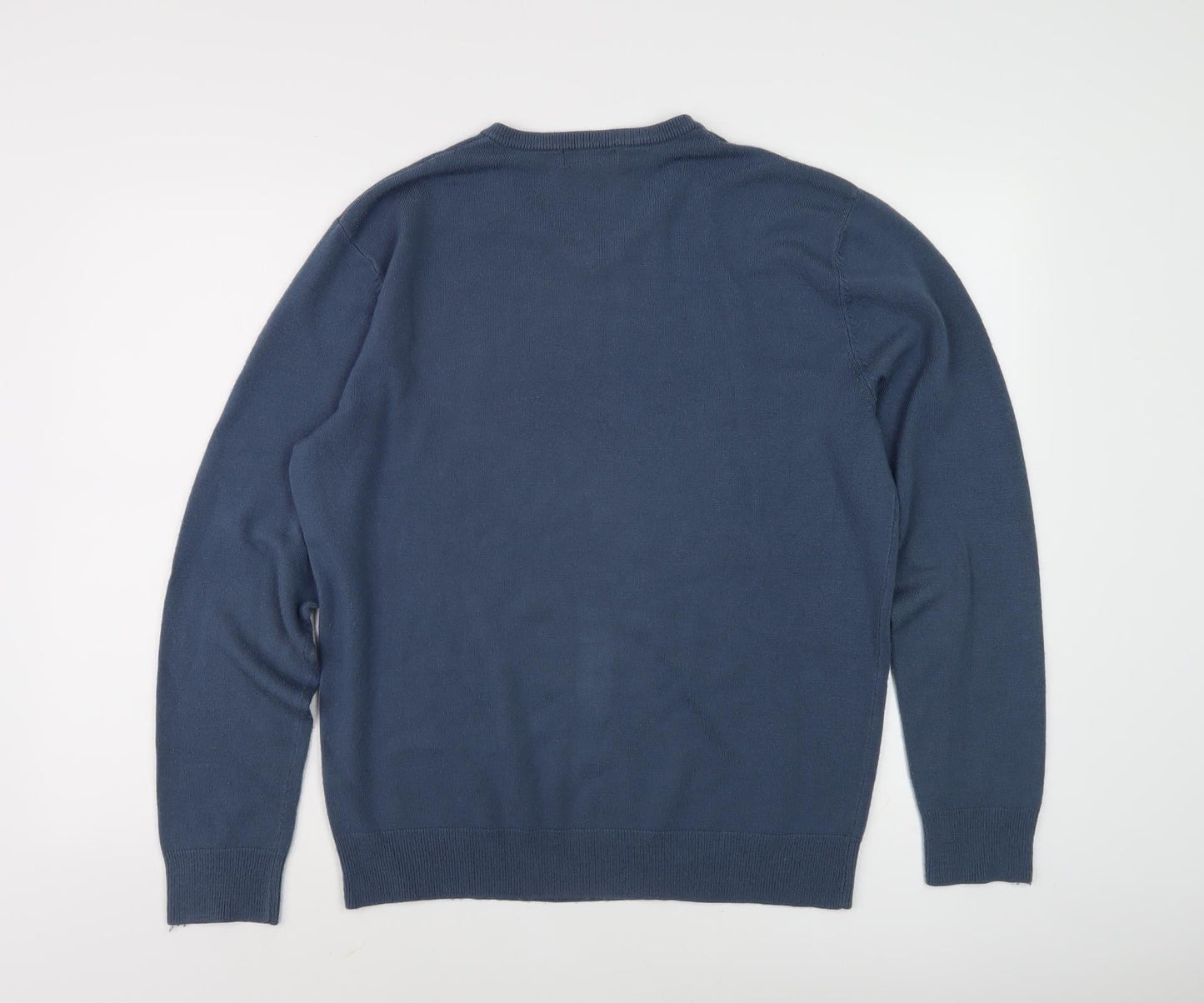 Thomas Nash Men's Blue V-Neck Pullover Jumper Size M