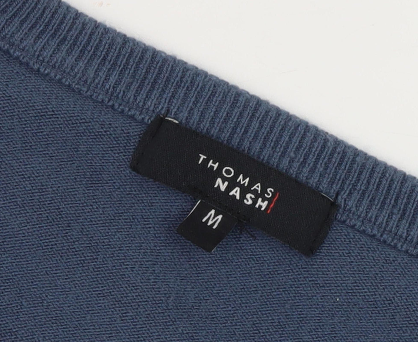 Thomas Nash Men's Blue V-Neck Pullover Jumper Size M