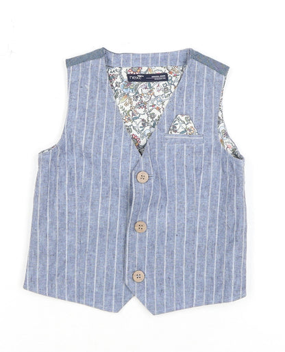 Next Boys Grey Pinstripe Waistcoat, 12-18 Months, Formal Cotton