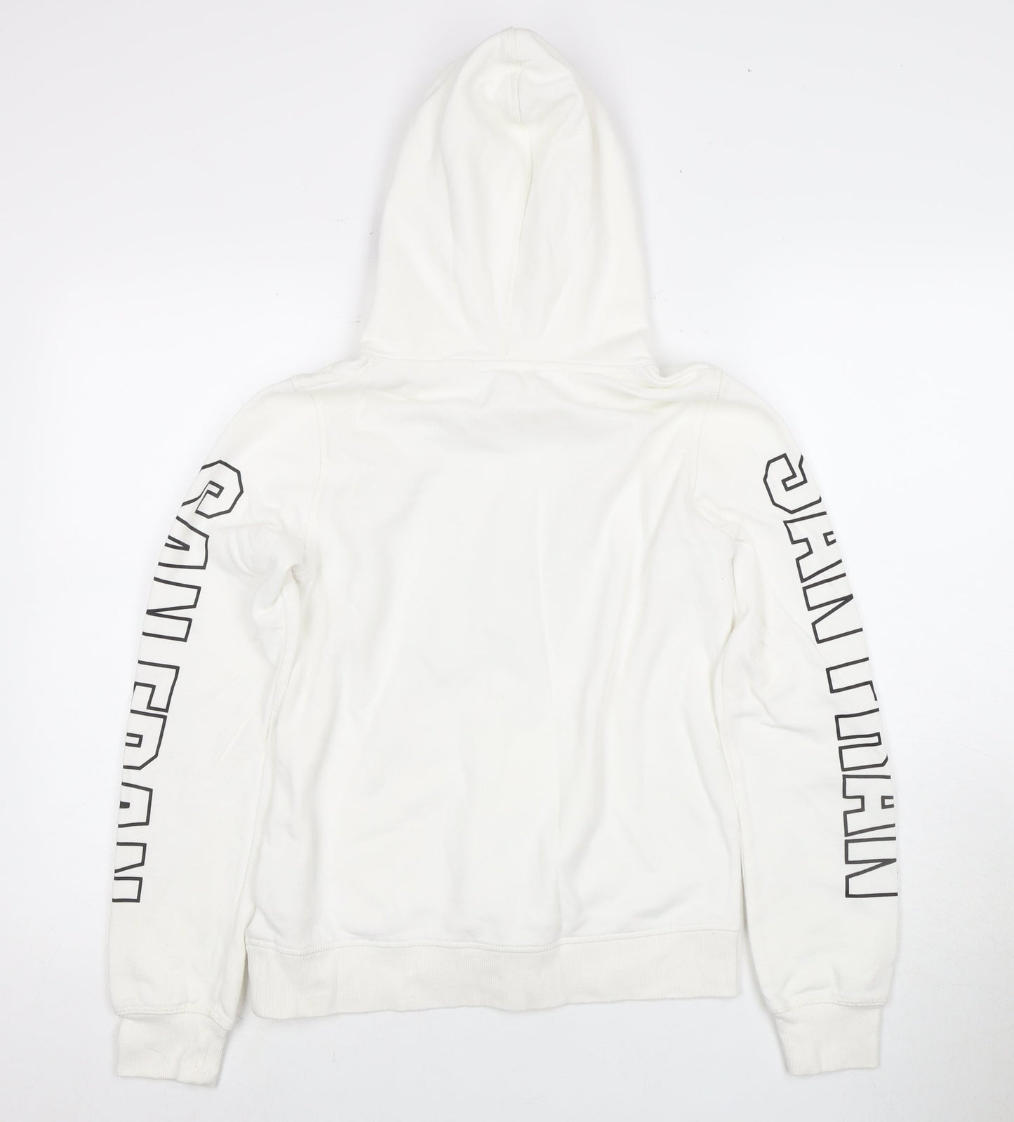 H&M Girls White Hoodie, Sequin Print, Size 14Y, Casual
