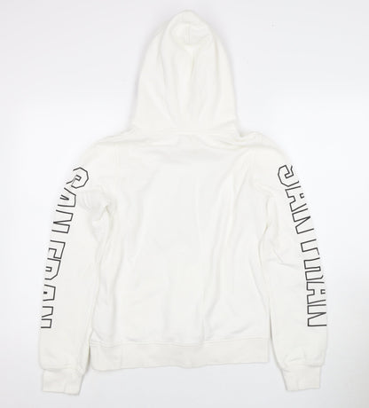 H&M Girls White Hoodie, Sequin Print, Size 14Y, Casual