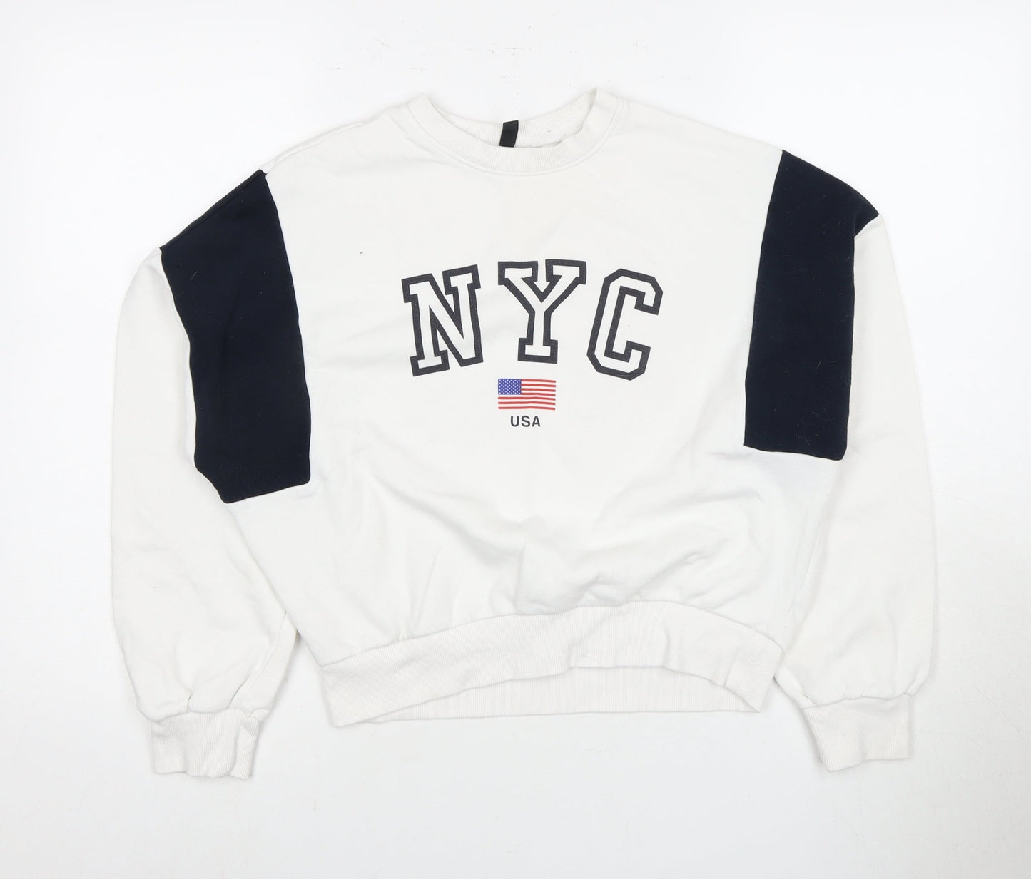 Unisex Adults UK Size 10 H&M White Pullover Sweatshirt